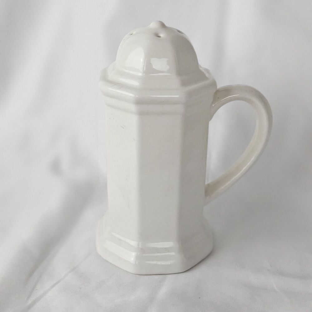 VTG Pfaltzgraff Heritage White Salt Or Pepper Shaker W/ Handles Octagonal 6”